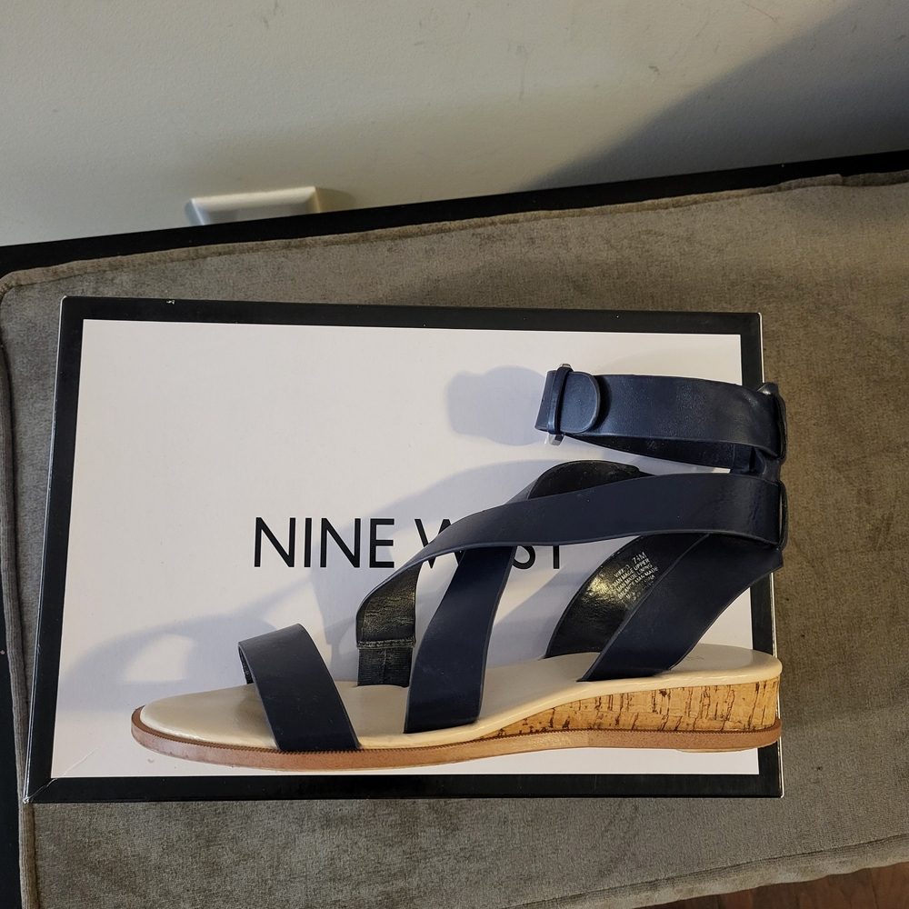 Nine West Navy Strappy Sandals